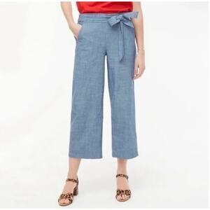 J Crew Chambray Tie Waist Cropped Pant Size 12